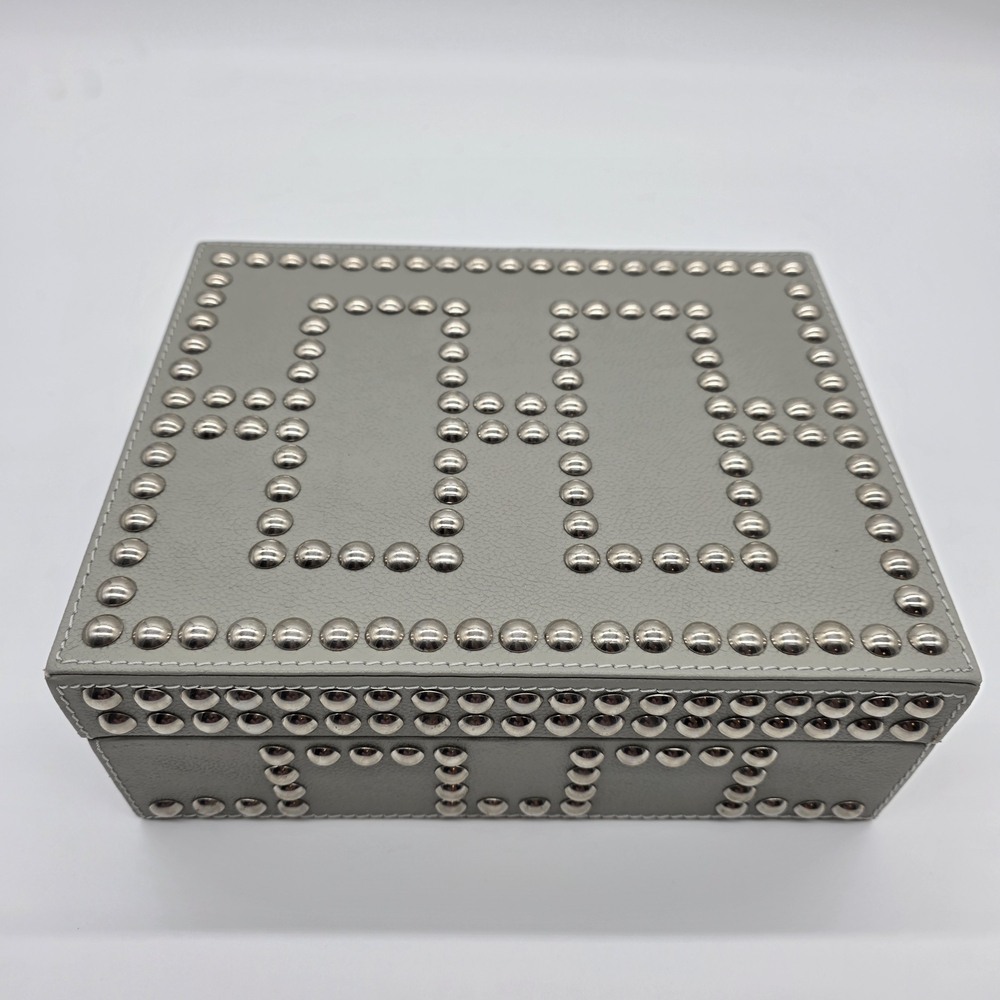 Interlude Home Studded Grey Decorative Box 10x7x4 | Jewelry Storage